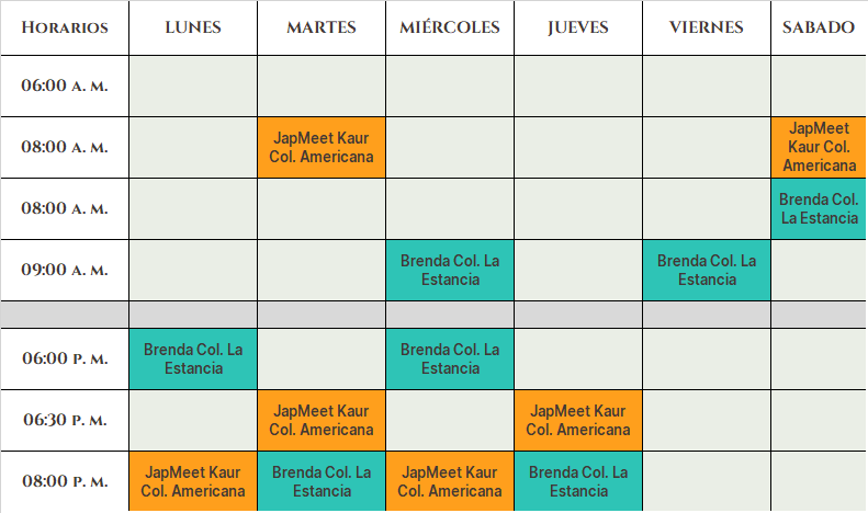 Horario presencial 2